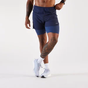Short 2 en 1 de running Homme, Kiprun Run 500 Confort
